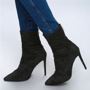 BRAND NEW FABRIZIA BLACK SUEDE MID-CALF BOOTS